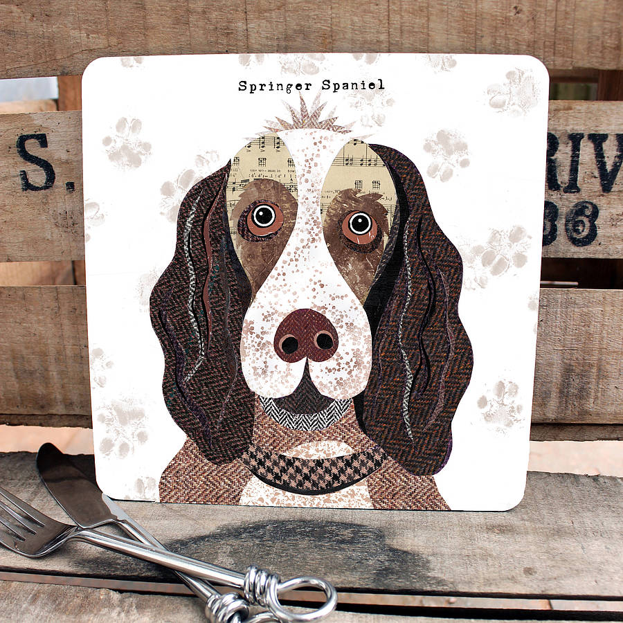 springer spaniel personalised dog placemat by simon hart