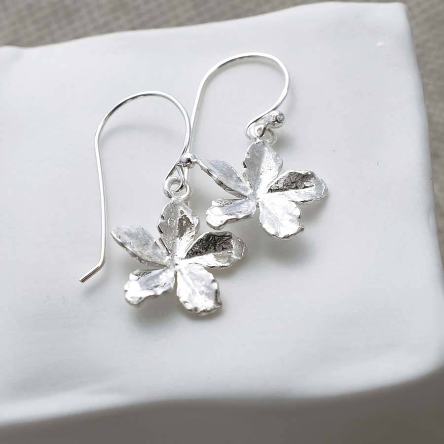 silver jasmine flower earrings by martha jackson sterling silver