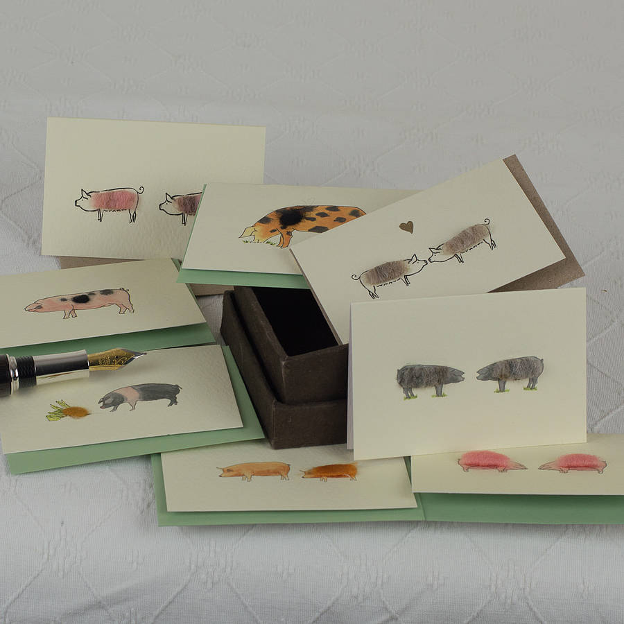 boxed collection of pig gift cards by penny lindop designs