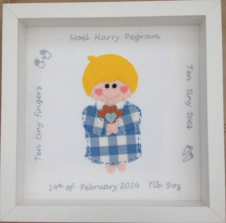personalised baby boy embroidery by neon pineapple