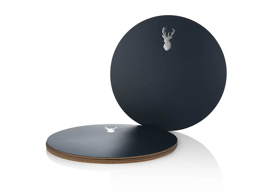 leather stag's head tablemats by within home