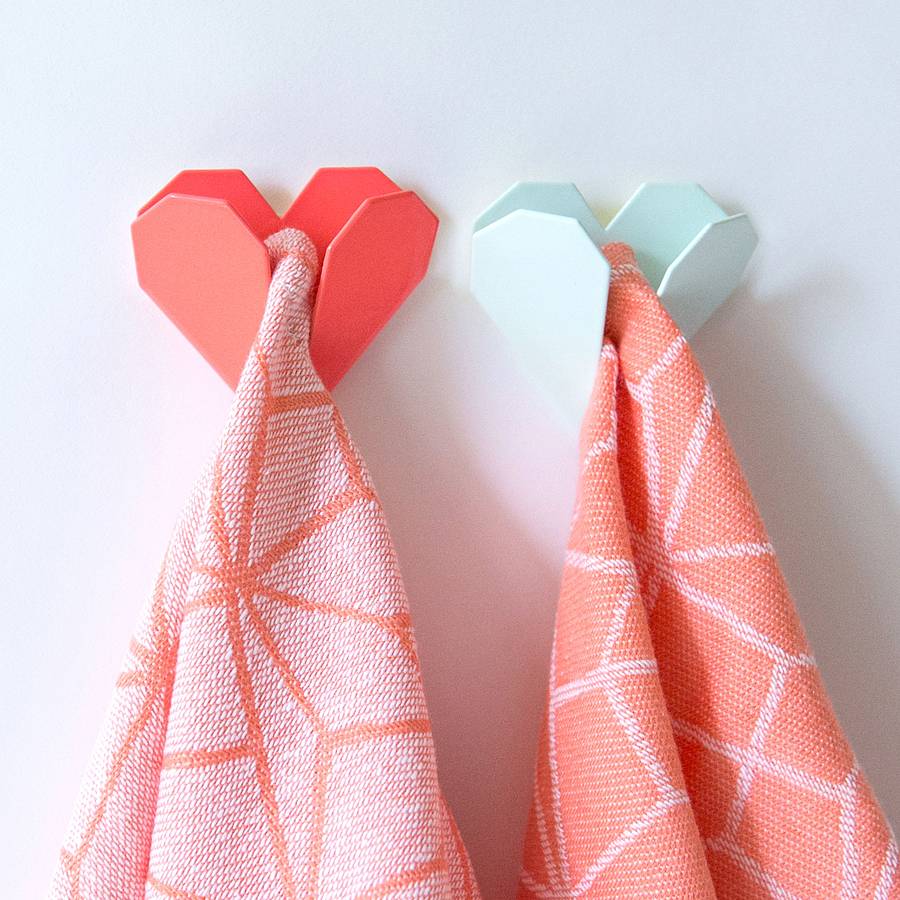 origami heart coloured metal hook by berylune