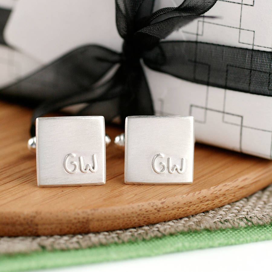 personalised silver small initial cufflinks by louy magroos