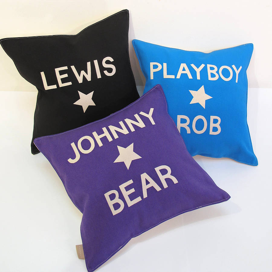 personalised name cushion by helen rawlinson