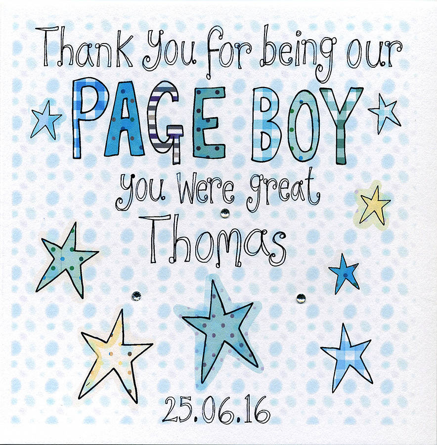 personalised page boy thank you card by claire sowden design