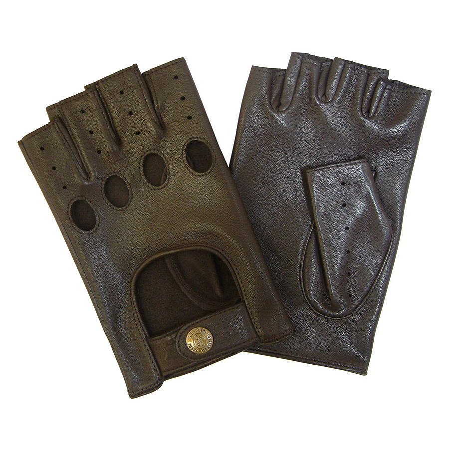 stirling. men's fingerless leather driving gloves by gloves