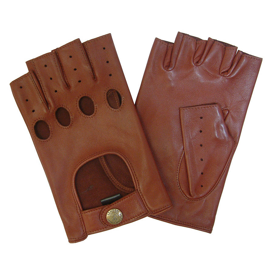 stirling. men's fingerless leather driving gloves by gloves