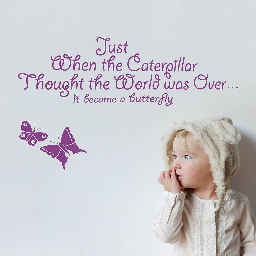 just when the caterpillar wall sticker quote by snuggledust studios