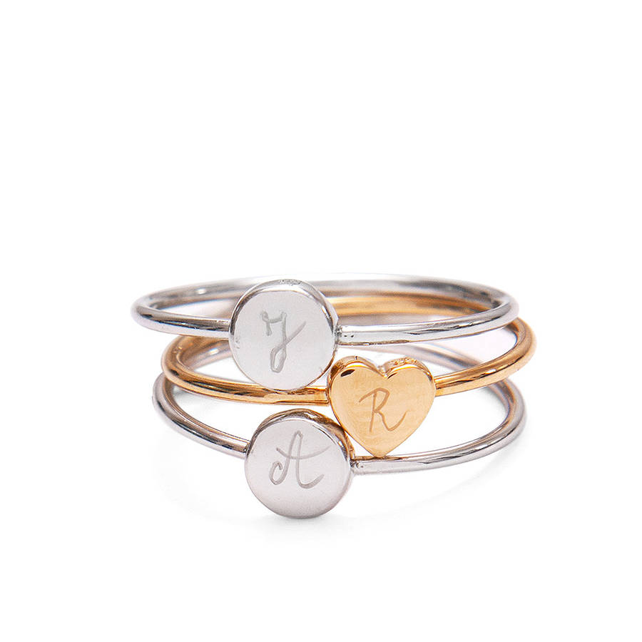women's personalised initial stacking rings by merci maman