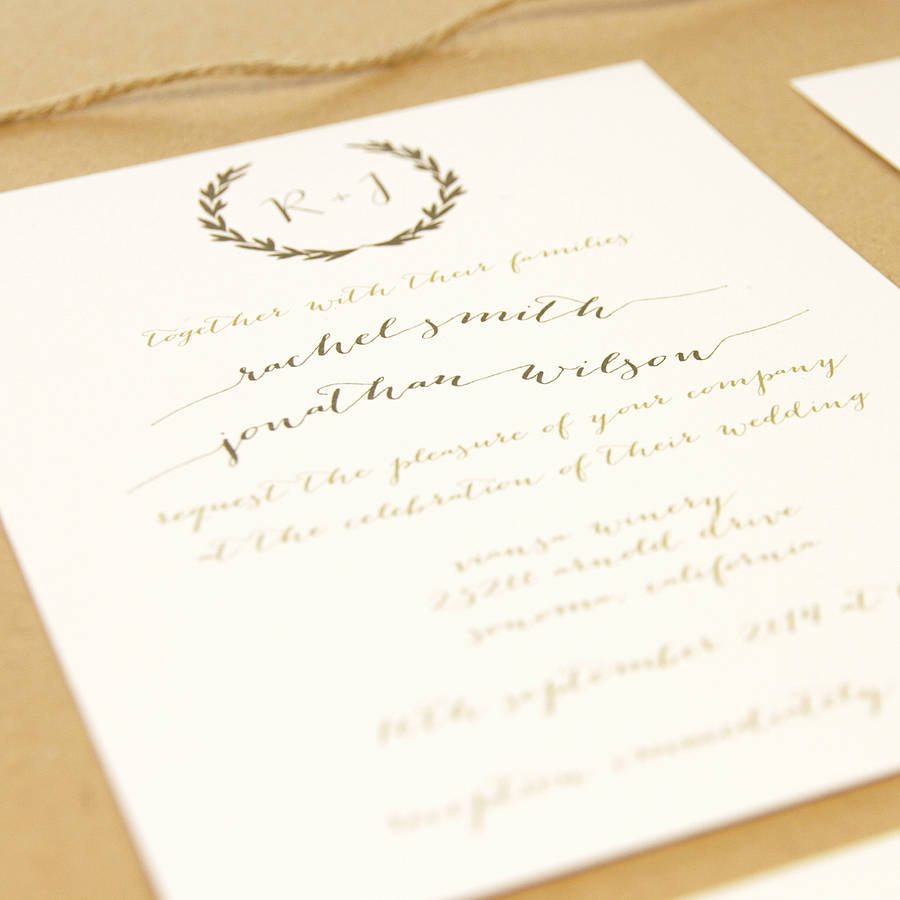 Tuscan Inspired Seattle Farm Wedding Ornella Lucas Green Invitation