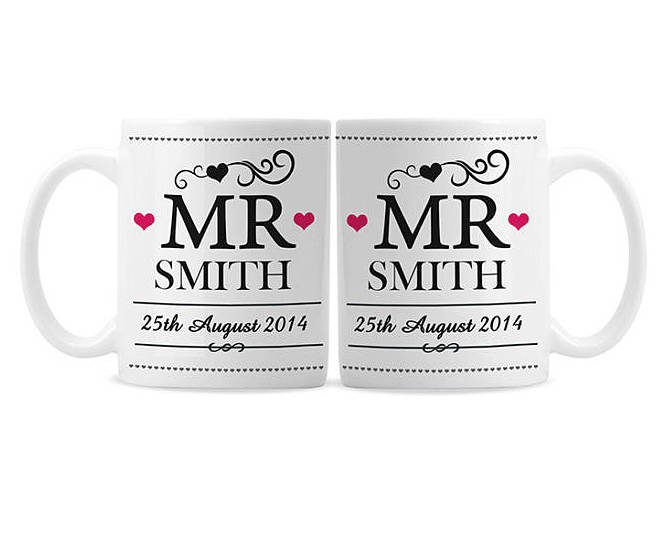 personalised wedding mug set by letteroom