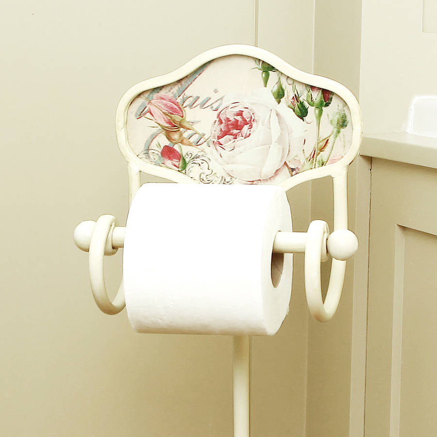 vintage rose standing toilet roll holder by dibor