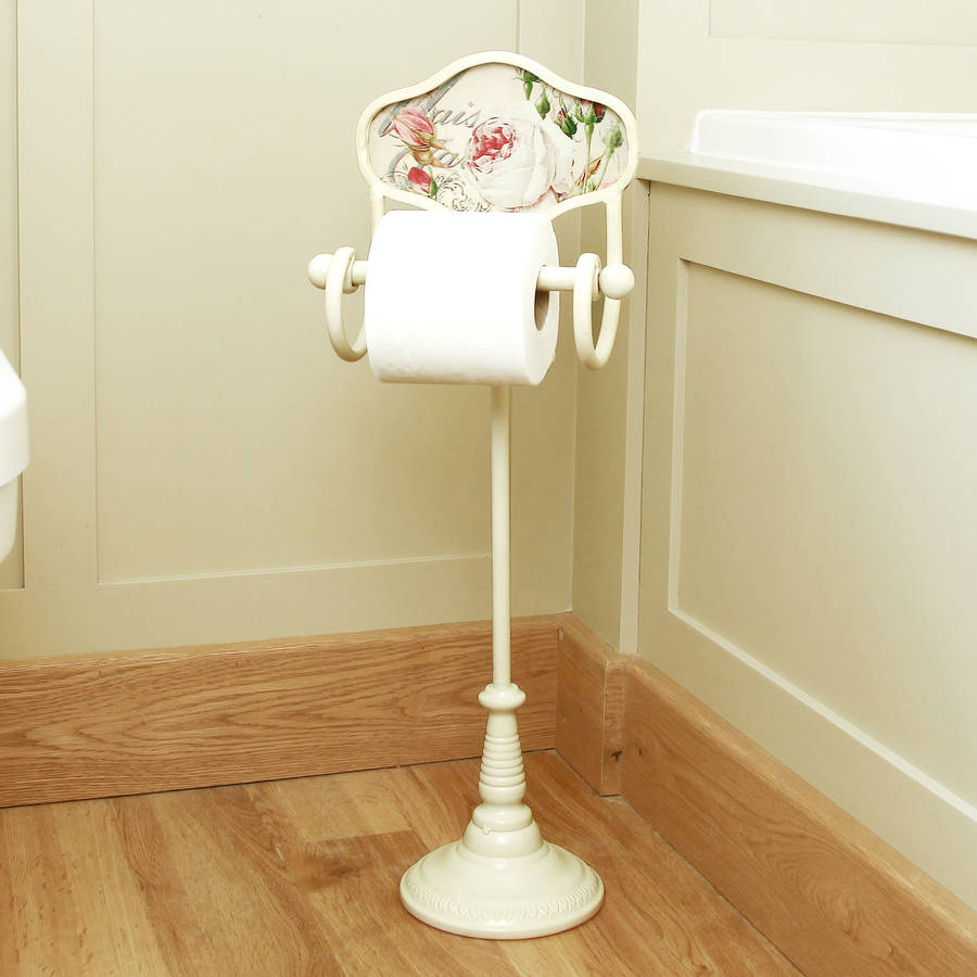 vintage rose standing toilet roll holder by dibor