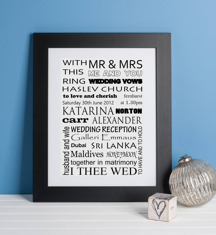 Personalised Wedding Highlights Print By Lisa Marie Designs 5298