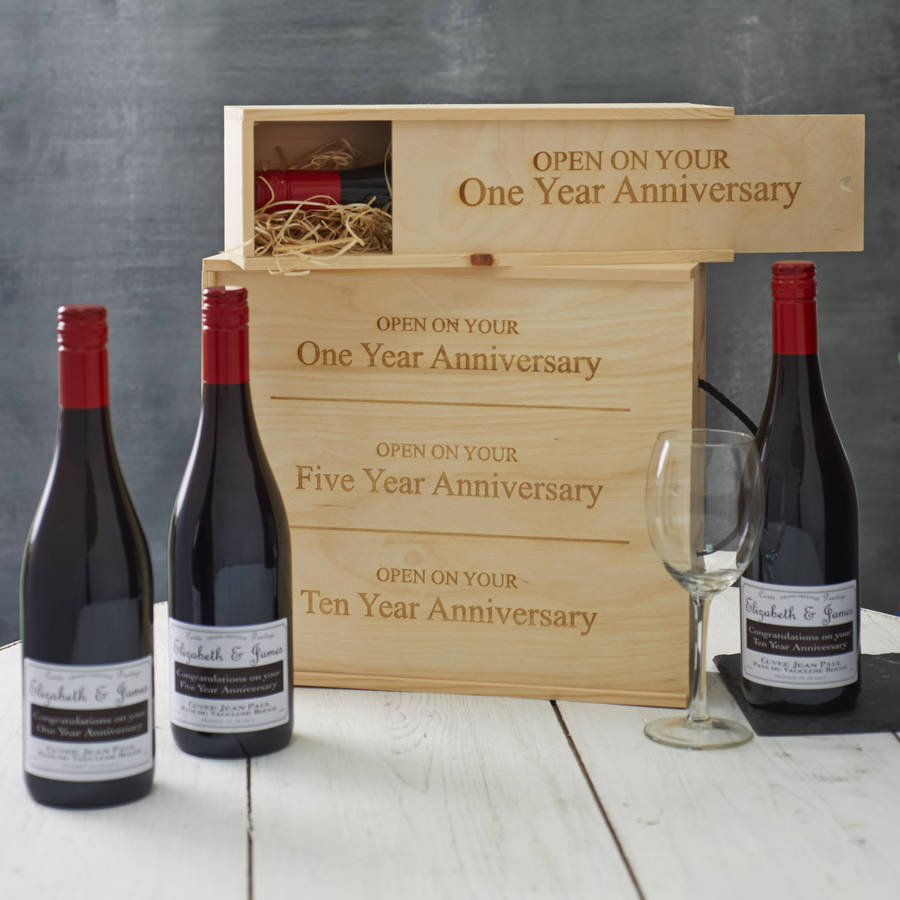 personalised anniversary wine box by intervino