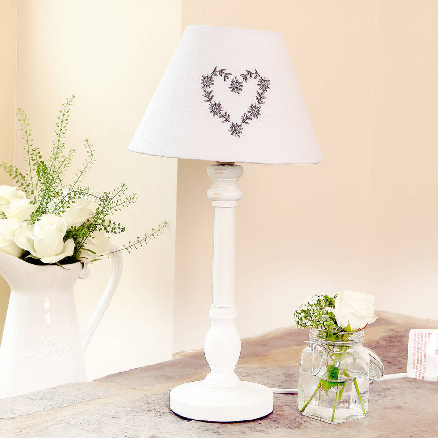 french white embroidered heart lamp by dibor