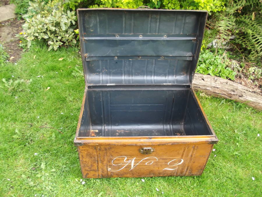 antique laundry tin trunk by woods vintage home interiors