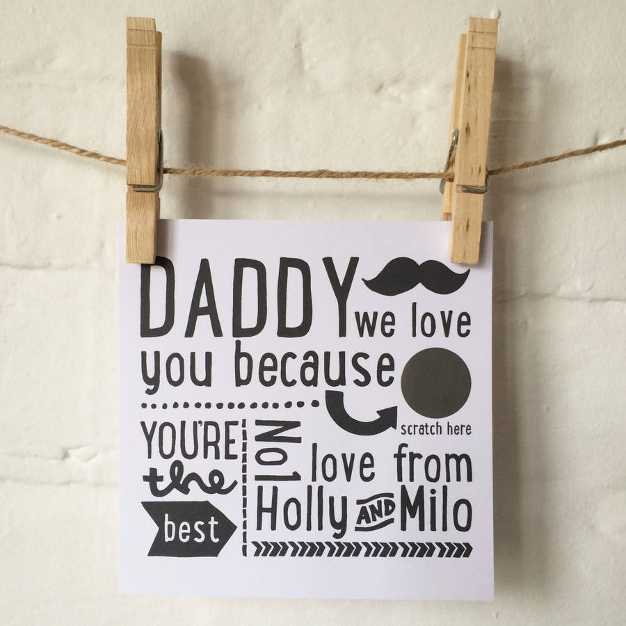 personalised daddy scratch message card by jg artwork