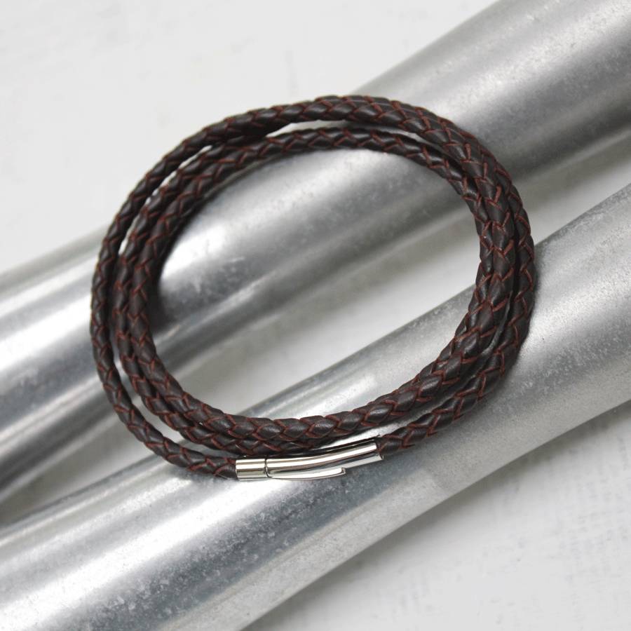 men's fine double wrap leather bracelet by zamsoe