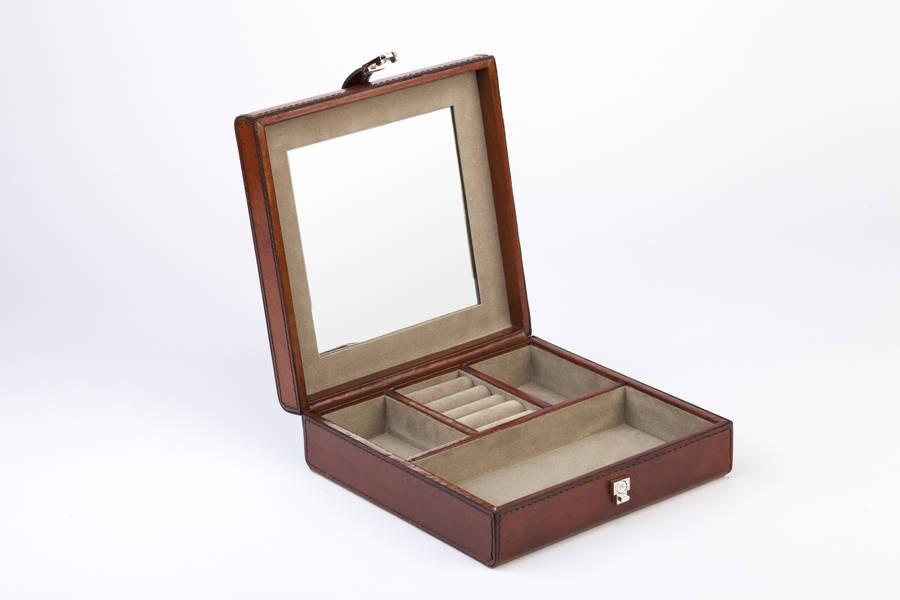 square leather jewellery box by life of riley