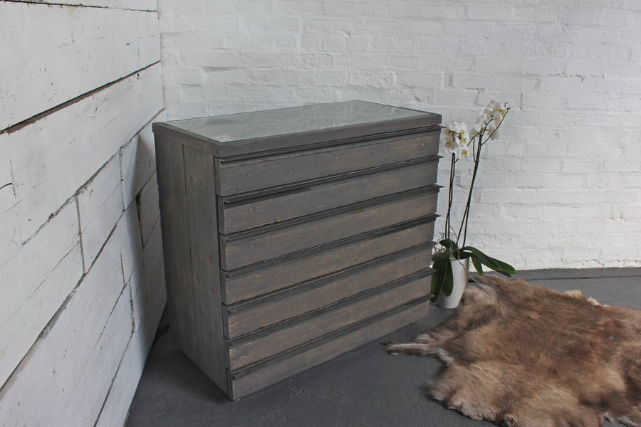 foster recycled wood glass topped chest of drawers by urban grain