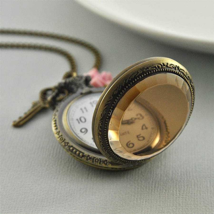 vintage style pocket watch necklace by penny masquerade