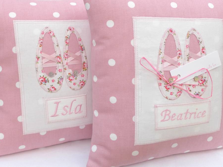 personalised ballet shoes cushion by angelcake designs