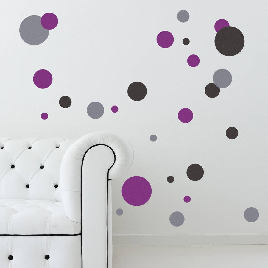 coloured polka dot wall stickers by snuggledust studios