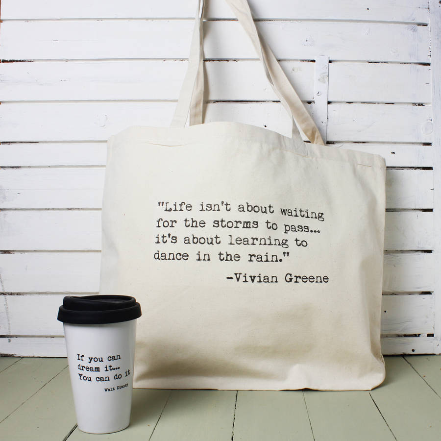 personalised inspirational quote tote bag by snapdragon