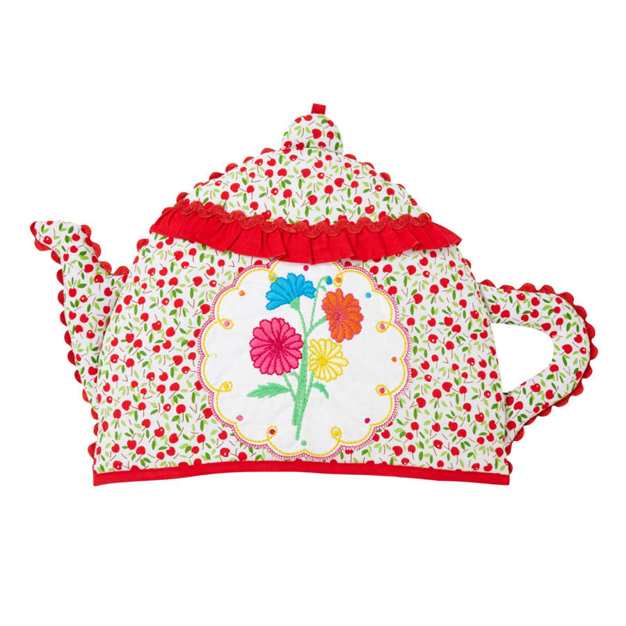 cherry ditsy tea pot shaped tea cosy by ulster weavers