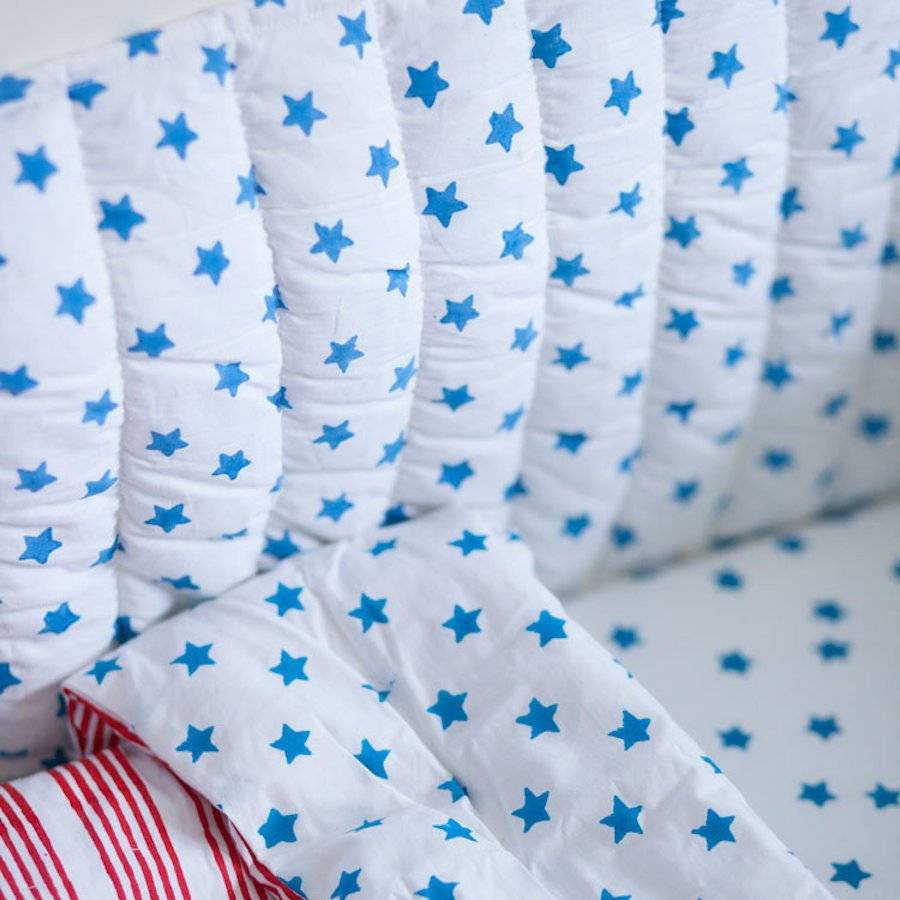 blue star cot bed bumper by lulu and nat