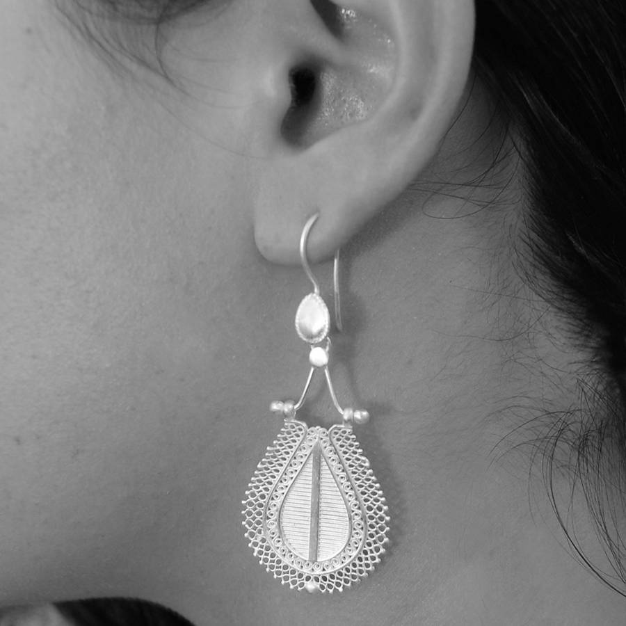 intricate teardrop balinese filigree gold earrings by embers gemstone