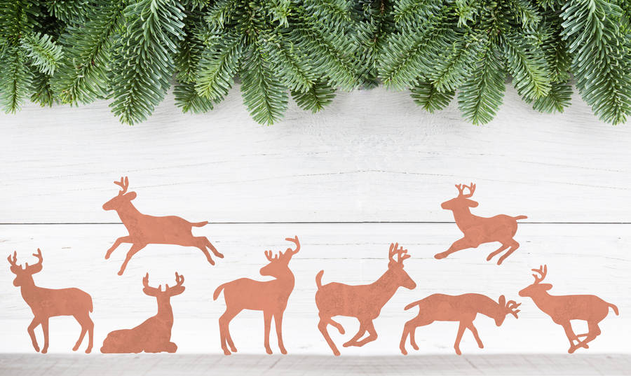 copper effect reindeer wall sticker set by oakdene designs