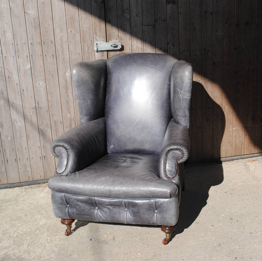 vintage grey leather armchair by iamia