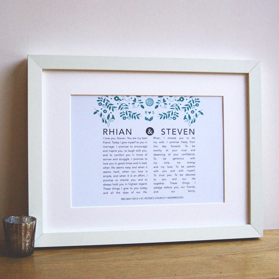 Personalised Bride And Groom Wedding Vow Print By Ant Design Ts