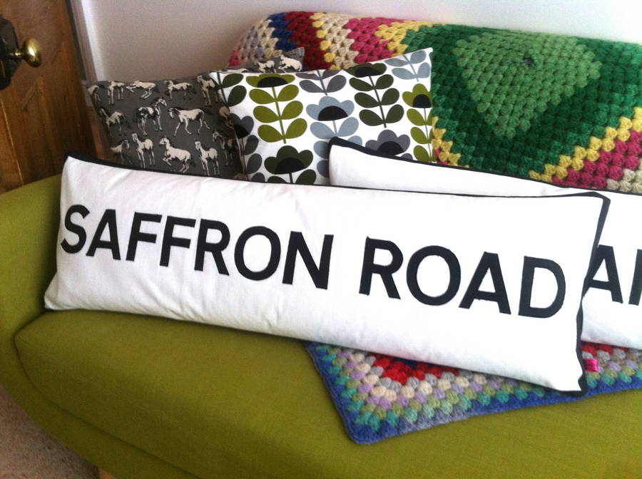 street name cushion by kay buckley designs
