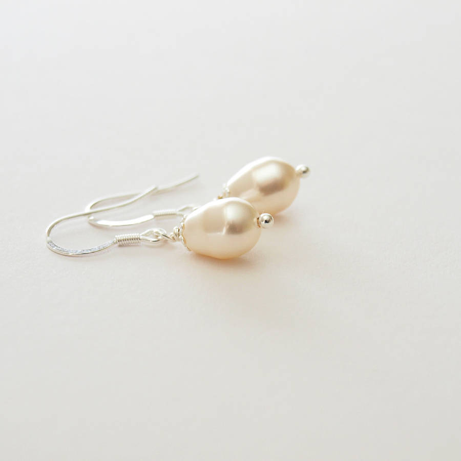simple ivory pearl drop earrings by jewellery made by me