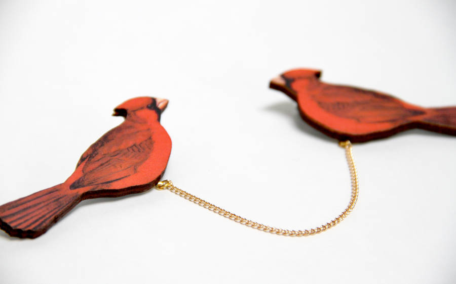 red cardinal bird collar clips by ladybird likes