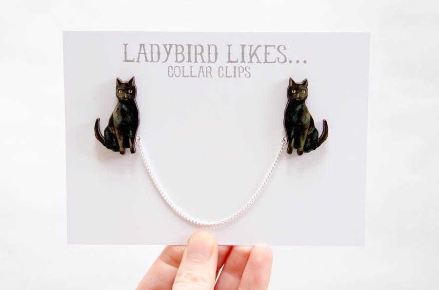 black cat collar clips by ladybird likes