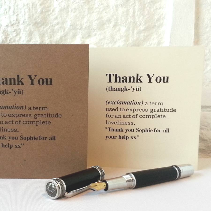 Personalised thank You Definition Card By Betsy Jarvis 