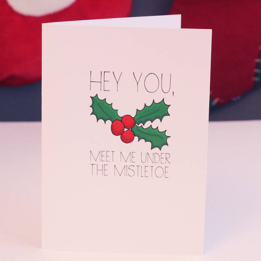 mistletoe lovers christmas card by indieberries