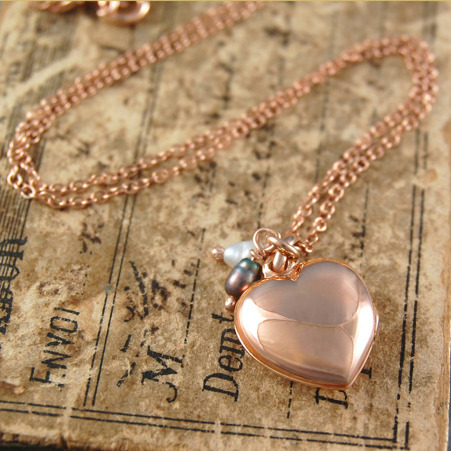 rose gold heart locket necklace by otis jaxon silver jewellery