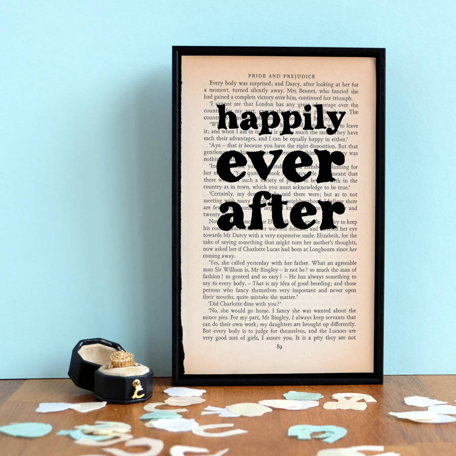 happily ever after wedding gift print by bookishly