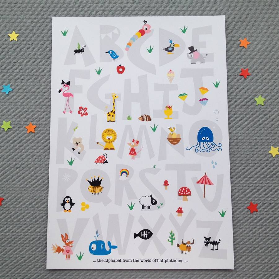 children's nursery alphabet print by halfpinthome