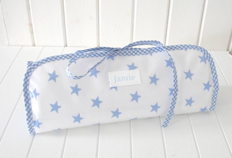 personalised changing bag and mat gift set by lucy lilybet