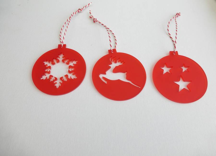 set of six acrylic christmas decorations by edgeinspired set of six acrylic christmas decorations by edgeinspired