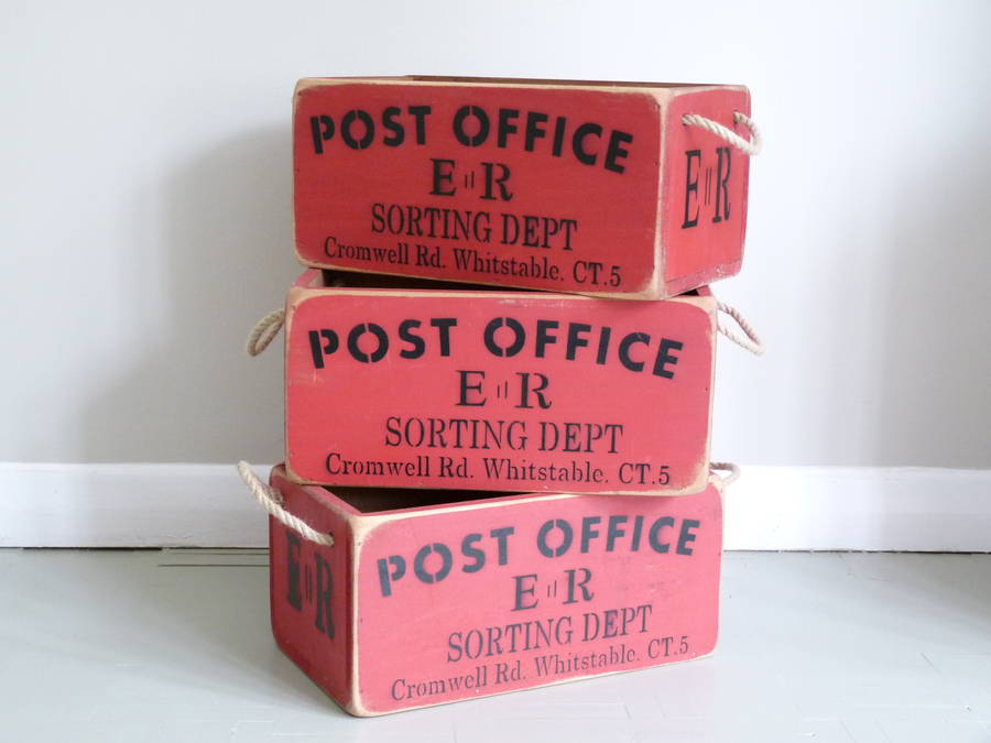 wooden post office box by cooper rowe vintage living
