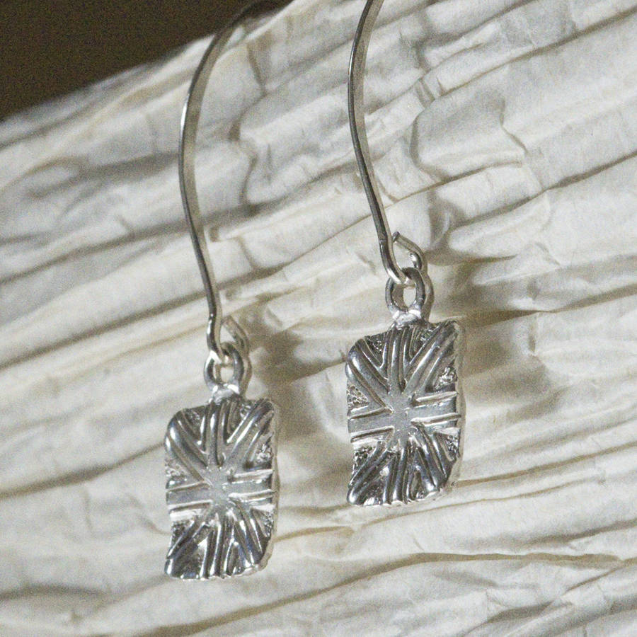 sterling silver british flag earrings by tales from the earth