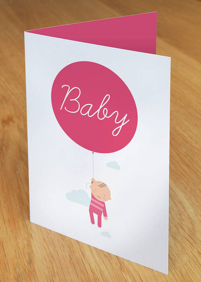 New Baby Girl With Balloon Card By Showler And Showler Notonthehighstreet Com