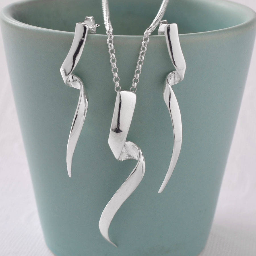 silver ribbon twist necklace by martha jackson sterling silver